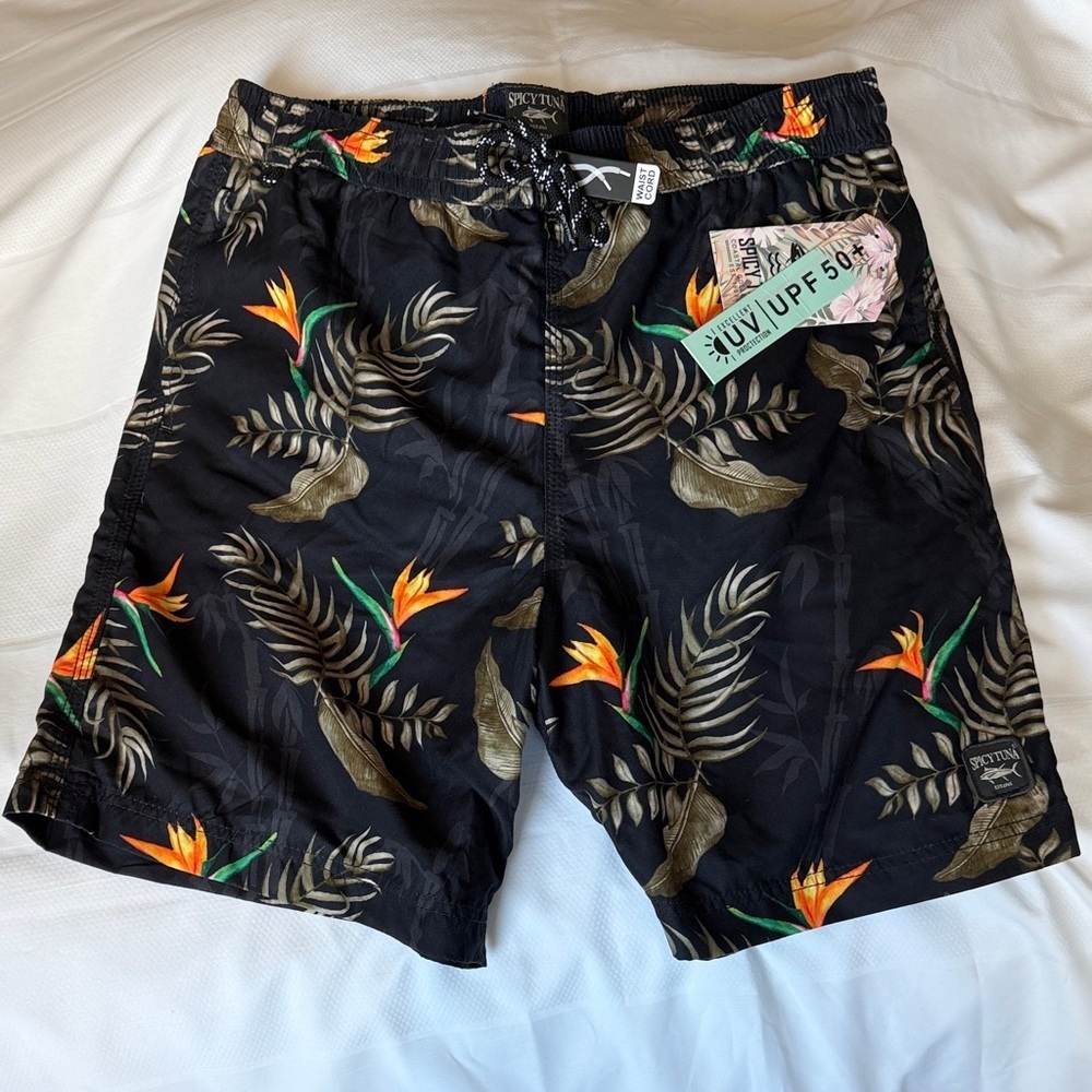 Spicy Tuna Floral Design Men’s Swim Trunks Size Medium NWT